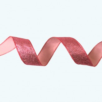 Glitter Satin Wired 2", 1.5" | Pink